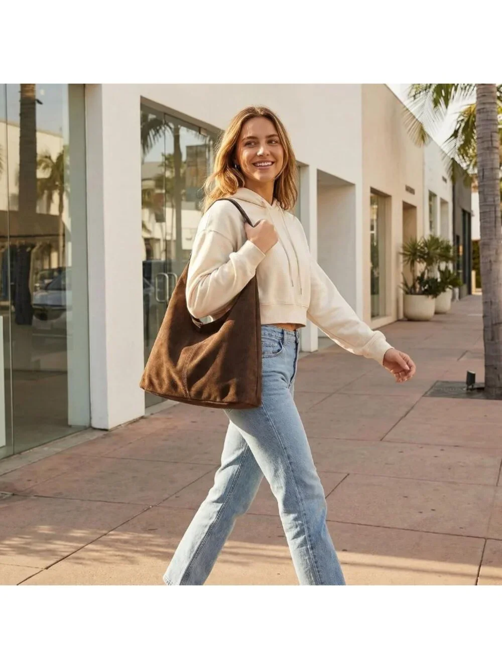 Soft Slouchy Suede Hobo Bag for Women - Casual Shoulder Tote Purse for Travel
